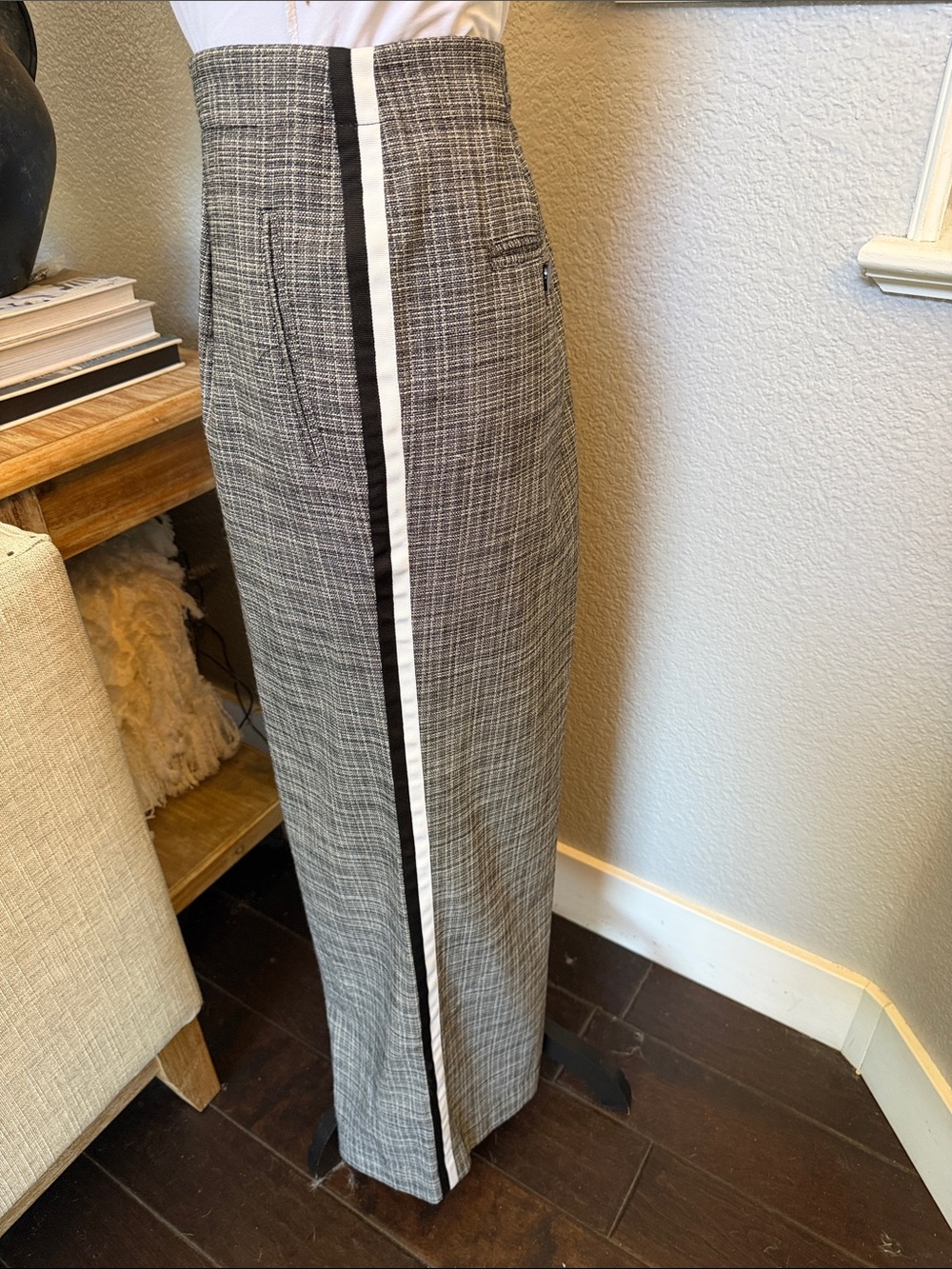 Karl Lagerfeld Paris Pinstripe High Waist Wide Leg Trousers Size 14 - Picture 4 of 8